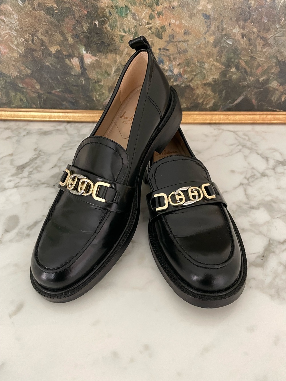 Sam Edelman Penny Loafer Black Leather Preppy Business Casual Size 5